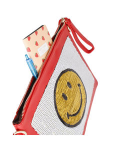 Smile Sequin Red Clutch