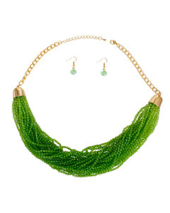 34 Strand Green Bead Necklace
