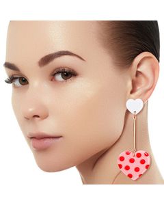 Pink Polka Dot Heart Earrings