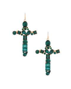 Green Celeb Cross Earrings