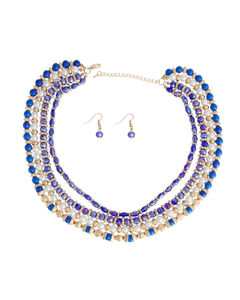 Blue Glass Bead Pearl Set