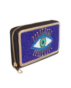 Blue Evil Eye Beaded Wallet