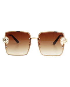 Brown Square Clover Sunglasses