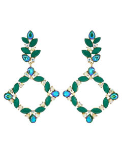 Green Diamond Drop Earrings