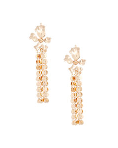 Gold Metal Fringe Flower Earrings