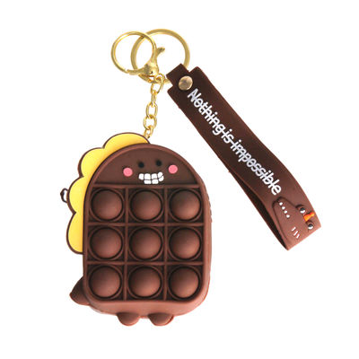 Brown Dino Bubble Pop Keychain-thumnail