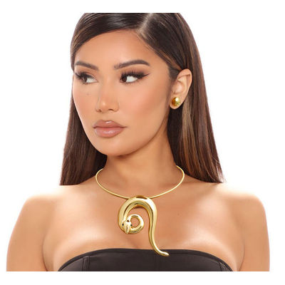 Gold Rigid Coiled Snake Necklace-thumnail