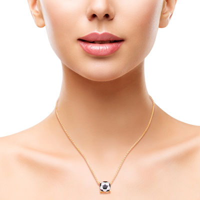 Gold Soccer Cushion Cut Necklace-thumnail