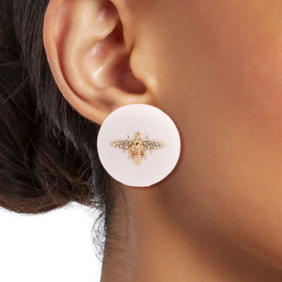 White and Gold Dome Bee Studs-thumnail