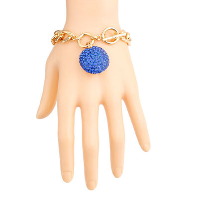 Blue Pave Ball Toggle Bracelet-thumnail