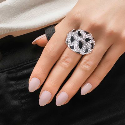 Silver Clear Dome Leopard Ring-thumnail