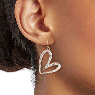 Gold Angled Heart Earrings-thumnail