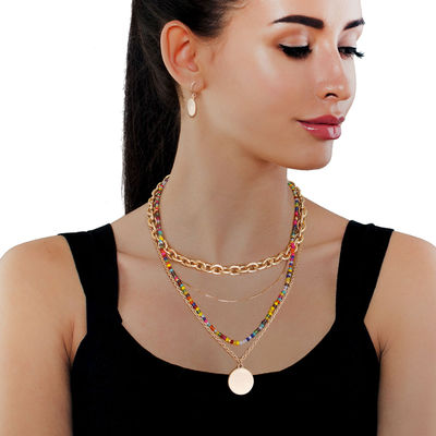 4 Strand Chain and Bead Necklace-thumnail