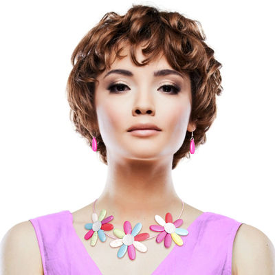 Multi Color Triple Flower Wire Collar-thumnail