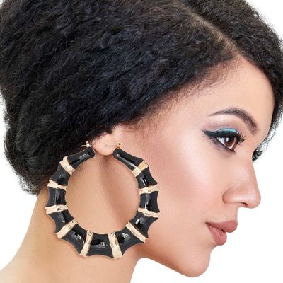 Black Color Bamboo Hoops-thumnail