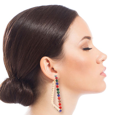 Multi Color Crystal Trapezoid Hoops-thumnail