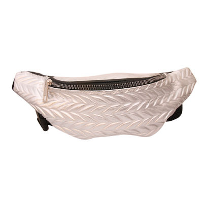 Silver Leather Chevron Fanny Pack-thumnail