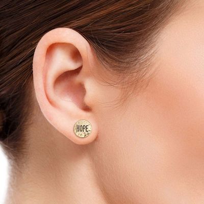 Gold Round HOPE Studs-thumnail