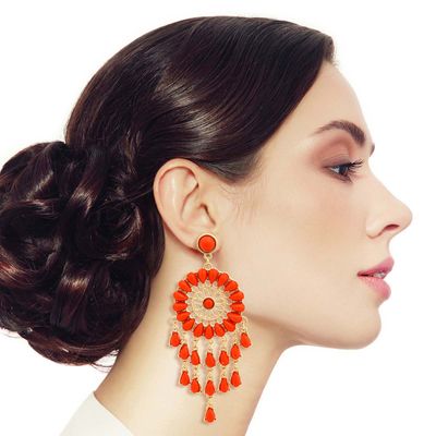 Coral Bead Dream Catcher Earrings-thumnail