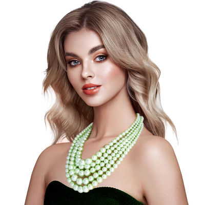 Multi Strand Lime  Pearl Necklace Set-thumnail