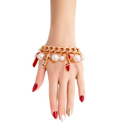 Gold Red Luxury Shoe Charm Bracelet-thumnail