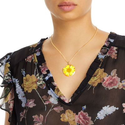 Yellow Daisy Dried Flower Necklace-thumnail