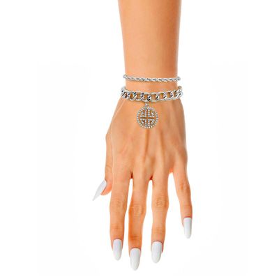 Double Layer Silver Greek Charm Bracelet-thumnail
