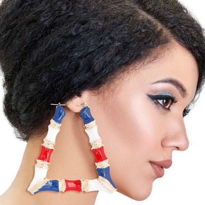 Red White Blue Trapezoid Bamboo Hoops-thumnail