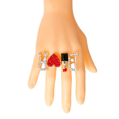 Red D Designer 2 Finger Ring-thumnail
