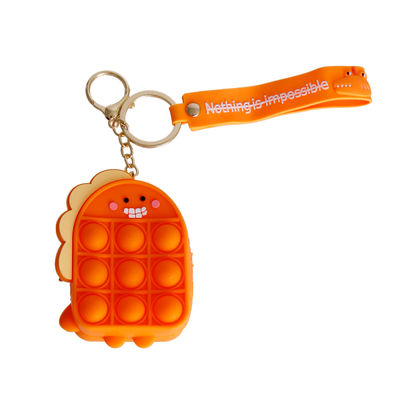 Orange Dino Bubble Pop Keychain-thumnail