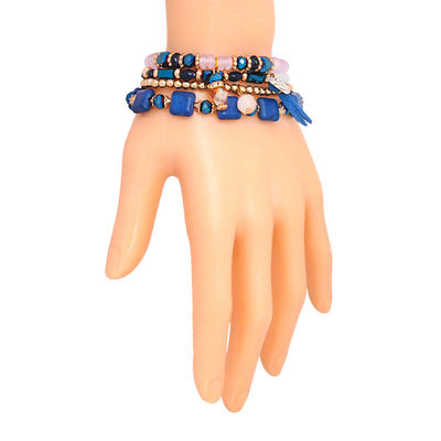 Blue Square Bead 4 Pcs Bracelets-thumnail