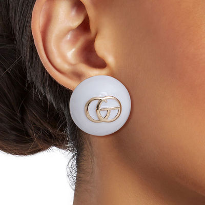 White and Gold Dome Designer Studs-thumnail