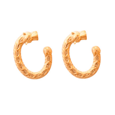 Gold Dragon Horseshoe Earrings-thumnail