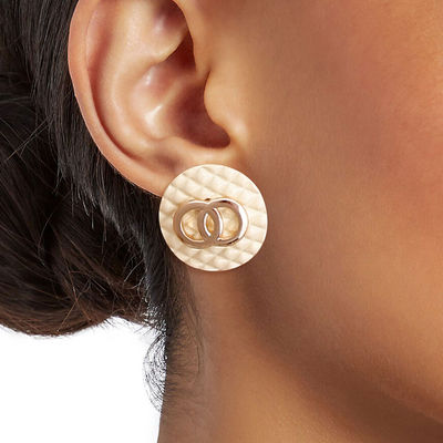 Ivory Designer Style Quilted Studs-thumnail