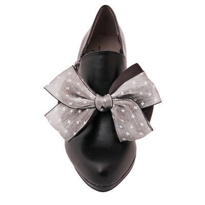 Pair of Gray and Black Bow Shoe Bands-thumnail