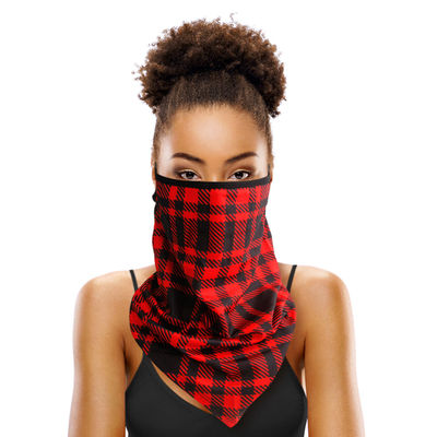 Red and Black Buffalo Plaid Scarf Mask-thumnail