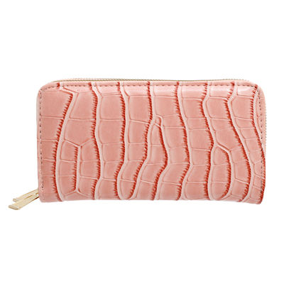 Pink Croc Double Zipper Wallet-thumnail