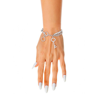 Silver Layered Chain Key Bracelet-thumnail