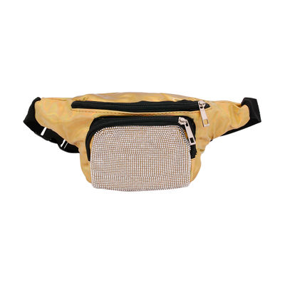 Rhinestone and Shiny Gold Patent Leather Fanny Pack-1