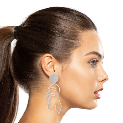 Matte Silver Metal Leaf Earrings-thumnail