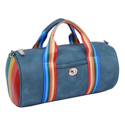 Blue Rainbow Strap Barrel Handbag-thumnail
