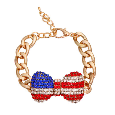 Patriotic Bow Chain Bracelet-thumnail