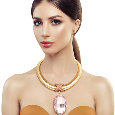 Pink Oval Omega Chain Set-thumnail