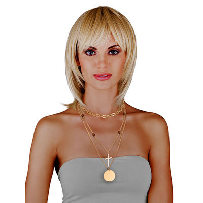 Gold Glass and Cross Charm Necklace-thumnail