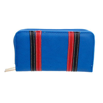 Blue Striped Double Zipper Wallet-thumnail