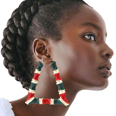 Red and Green Trapozoid Bamboo Hoops-thumnail