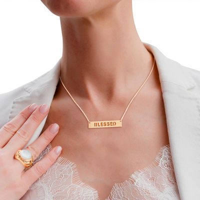 Gold Blessed Cutout Plate Necklace-thumnail