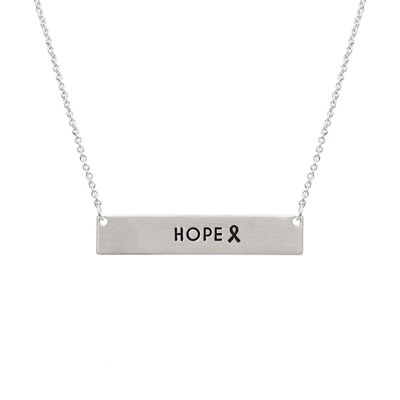 Silver Ribbon HOPE Plate Necklace