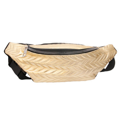 Gold Leather Chevron Fanny Pack-thumnail