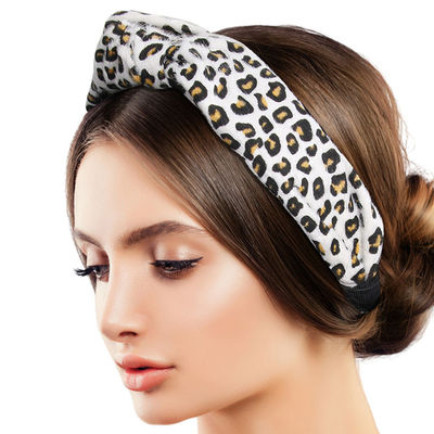 Furry White Leopard Knot Headband-thumnail